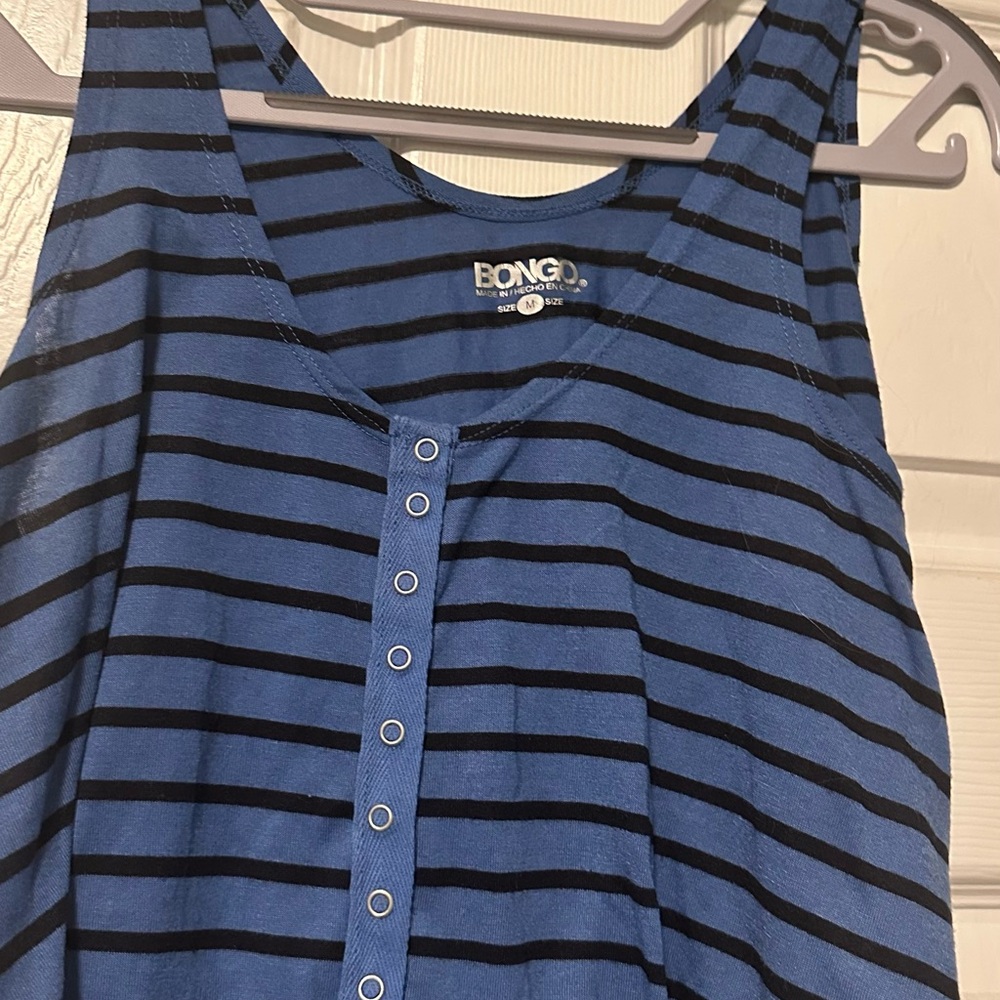 BONGO Navy and Black Striped Sleeveless Top